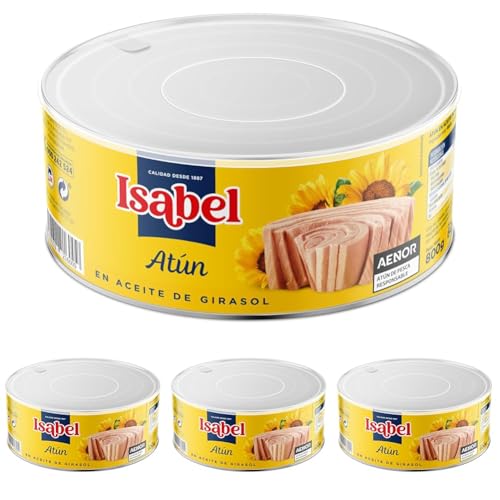 Isabel Atún en aceite de girasol, lata ahorro 900gr (Paquete de 4)