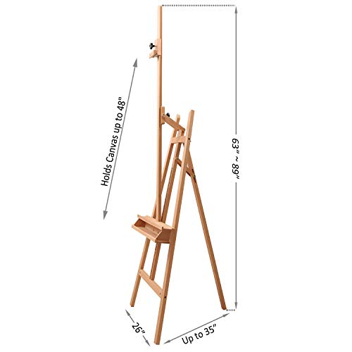 Meeden Large Painters Easel Of Max Height 89'', Hold Canvas Up To 48", Adjustable Solid Beech Tripod Wood Artist Easel, Studio A-Frame Art Easel For Painting With Storage Tray #TOP1