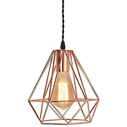 Lámpara de techo E27 estilo retro diamante de hierro para decoración de restaurante y cafetería