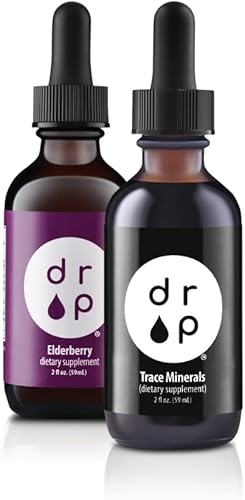 Drop Supplements - Gotas de electrolitos de minerales traza orgánicos y saúco orgánico, paquete de gotas líquidas de 2 onzas