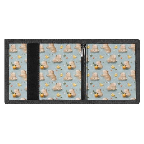 Cute Capybara Duck Print Wallet for Men, 8 Credit Card Holder Slim Minimalist Front Pocket Small Mens Bifold Wallets3