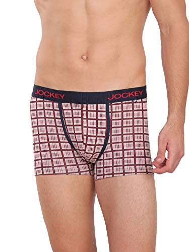 Image of Jockey US63 Men's Super Combed Cotton Elastane Stretch Printed Trunk with Ultrasoft Waistband