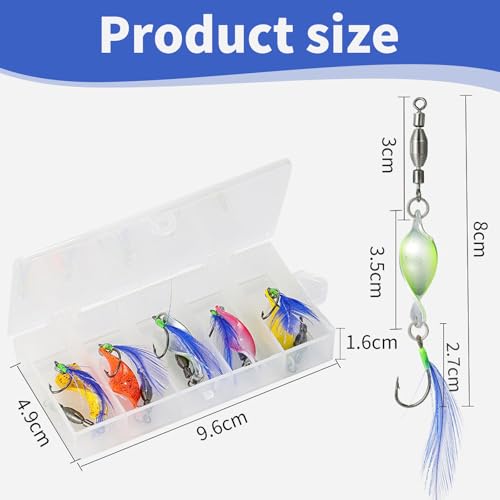 aiyraa 10pc Spinner Bait Kit - Hard Metal Buzz Baits with Rotating Blades Spiral Sequins Rotate at High Speed with Feather for Bass Pike Trout Salmon Freshwater Saltwater Fishing - Image 2