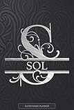  Sol: Monogram Silver Letter S The Sol Name - Sol Name Custom Gift Planner Calendar Notebook Journal