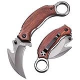 Karambit Knife - Karambit Folding Knife - Folding Karambit Knives - CSGO Raptor Claw Knifes Wood Handle with Clip Pocket Krambite - Best Combat Carambit for Hunting Camping Hiking EDC for Men X-52
