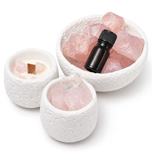 Difusor aromático eléctrico con cristales y vela Pink Quartz