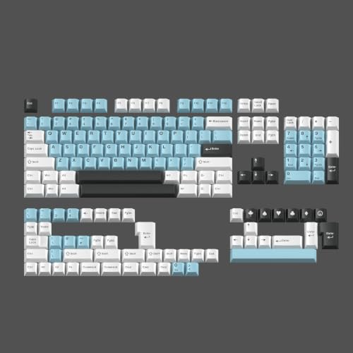 iRoboosta PBT Keycaps, Cherry Profile Keycap Blue White 158 Keys Key caps Full Set, Custom Keycaps for Cherry MX Switches Mechanical Keyboard (Blue White)