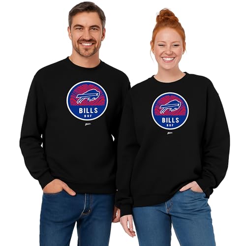 Zubaz NFL Unisex Adult Men's & Women's Pullover Fleece Crew Neck Sweatshirt - Oatmeal Heather, Black
