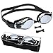 aegend Swim Goggles, Flat Lens Swimming Goggles with 3 Adjustable Nose Pieces, No Leaking Anti-Fog UV Protection Swim Goggle for Adult Men Women Youth Kids Child,Sliver Mirrored Lens
