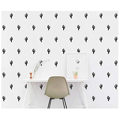 JOYRESIDE 48 Pieces/Set Cactus Decals Wall Vinyl Sticker Home House Nursery Desin Cacti for Baby Kids Boy Girl Bedroom Living Room Decoration Art Decor YMX20 (Black) Cover