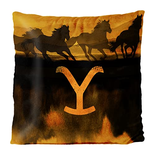 Northwest Yellowstone Velvet Pillow, 16" X 16", Wild Horses #TOP15