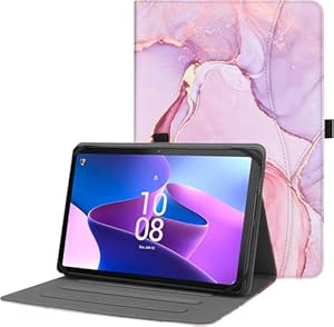 Universal 9",9.7",10.1",10.2",10.5",1... inchTablet Case,Multi-Viewing Angels Stand Folio Case Cover with Handstrap for for iPad, Samsung,Other 9-11 inch Tablet-Marble Pink