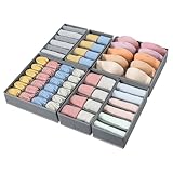 DIMJ Organizador Cajones Juego de 7 Cajas Almacenaje Plegables de Tela Para Guardar Ropa, Cajas Organizadoras de Almacenamiento de Cajones Divisores, Textura Gris Claro