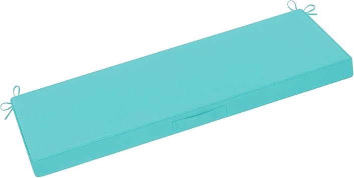 downluxe Outdoor Bench Cushion Waterproof, 48 x 18 Inch Patio Furniture Cushions with Adjustable Ties & Portable Handle, Porch Swing Cushions, Bench Cushions for Outdoor Furniture, Teal