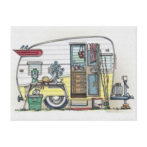 Couverture légère imprimée Happy Campers pour lit et canapé toutes saisons - 2