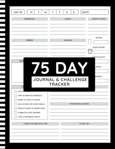 75 Day Journal and Challenge Tracker: Build Discipline, Mental Toughness