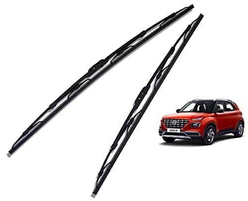 Image of Euro Care Metal Type Wiper Blade Compatibility with Hyundai Venue Windshield Car Wiper Blade Size D-24,P-18