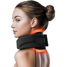 Heated Neck Brace Cervical Collar - Neck Support Brace with Heating Pad, Soft Foam Wraps Keep Vertebrae Stable and Aligned for Relief of Cervical Spine Pressure for Women & Men Black M Size