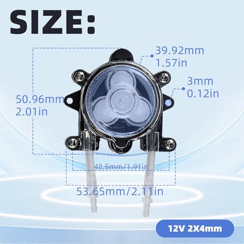 Mini Peristaltikpumpe, Peristaltik Flüssigkeitspumpe Dosierpumpe Schlauchpumpe G528 DC 12V 250-300MA 0,1-60 U/min, Biochemische Vakuumpumpe für Bioengineering Aquarium Lab Analytic DIY-Zubehör (2x4)