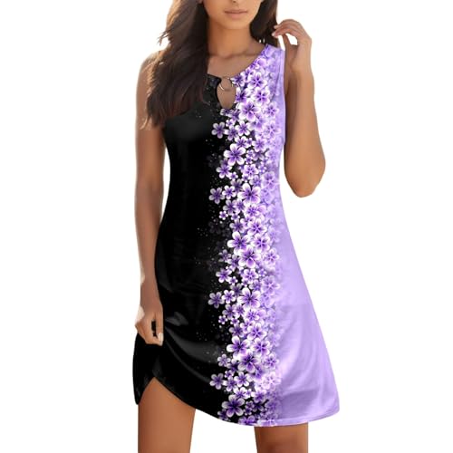 Robe de plage bohème à fleurs sans manches pour vacances d'été