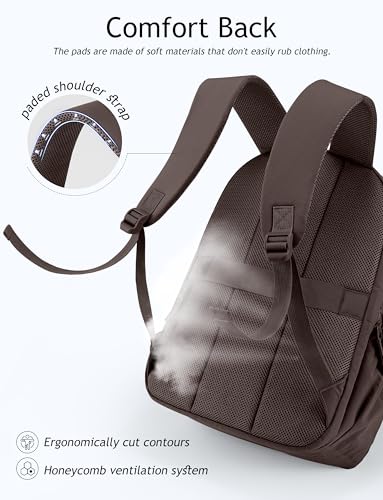 Image of Uselike Travel Backpack for Women, 15.6 Inch Laptop Backpack, Quilted College Bookbag, Cute Work Backpacks, Water Resistant (Dark Brown)