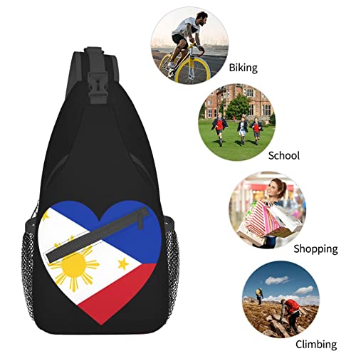 Mochila bandolera Love Philippines negra unisex miniatura 7