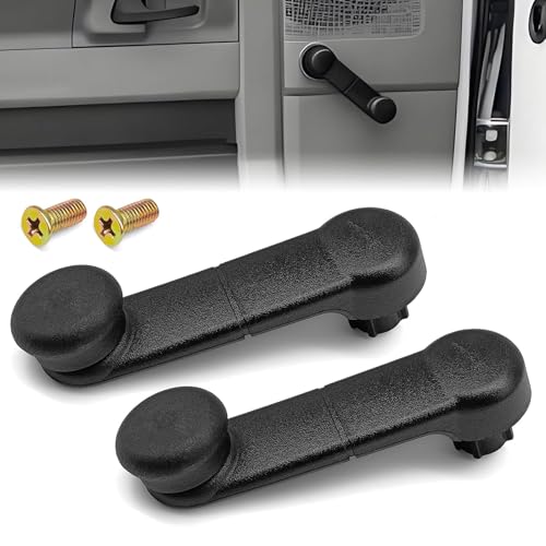 Image of Ford Window Crank Handle Set Front Rear Left Right OEM Style Metal Body Plastic Cover E6DZ5423342A F7UZ1523342AAA Fits 1987-2023 Mustang Bronco F150 F250 F350 Super Duty Econoline Ranger
