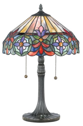 Quoizel TF6826VB Connie Tiffany Table Lamp Lighting, 2-Light, 120 Watts, Vintage Bronze (22"H x 14"W)