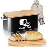 Mihoho Portapane da cucina con tapa in Bambù, contenitore per conservare il pane, moderno ...