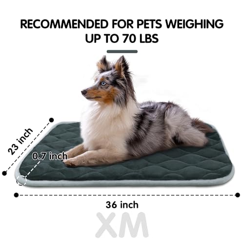 furrybaby Dog Bed Mat Flat Crate Mat with Anti-Slip Bottom Machine Washable Pet Kennel Pad for Dog Sleeping (XM 36x23'', Grey Mat)