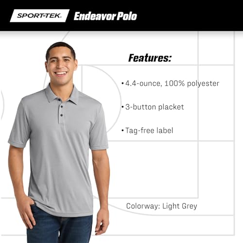 SPORT-TEK Unisex Endeavor Polo | Camisa deportiva casual de manga corta con cuello para hombres y mujeres, ajuste atlético para trabajo, tenis y golf miniatura 5