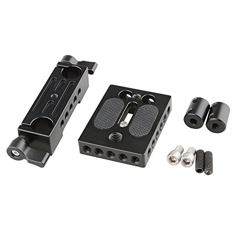 Image of CAMVATE DSLR Baseplate Mount with Railblock Height Riser for 15mm Rail Rod Support System - 1237
