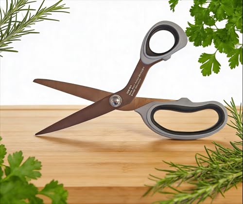 QMBasic Multifunktions-Küchenschere Edelstahl Titan-beschichtet, Schwarz-Anthrazit