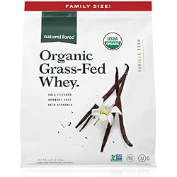 Natural Force Grass Fed Organic Whey Protein Powder – Non GMO Verified, Humane Certified & Lab Tested for Toxins – Real Vanilla Flavor – Keto Friendly, Low Carb, and Kosher – 5 Pound A2 Protein