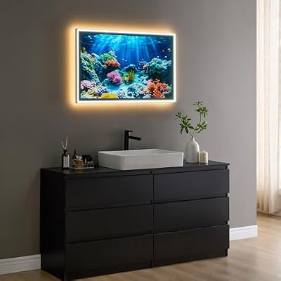 43inch Bathroom Mirror TV with LED Light, 4K Ultra HD Modern Vanity Mirror Smart TV, Built-in Speakers,Wi-Fi & Bluetooth, Voice Control,2026 Model (Android TV System)