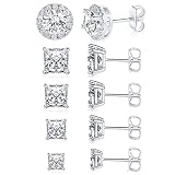 Simulated Diamond Earrings for Women 18K White Gold Plated Cubic Zirconia Earingings Round Square Ha