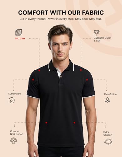 Image of Scott International Cotton Polo T Shirt | Collar Tshirts | Half Sleeves Plain T Shirt | T-Shirt |Tshirt for Men Stylish | Men's Tshirt