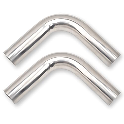 Image of 3 Inch 90 Degree DIY Custom Mandrel Exhaust Pipe Tube Pipe, T304 Stainless Steel, Universal Fit, 16.15 Inch Length, 3'' OD Mandrel Bend Pipe- 2PCS