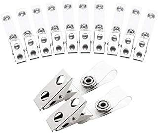 Fushing Metal Badge Clips with Clear PVC Straps for ID Cards and Badge Holders (150)