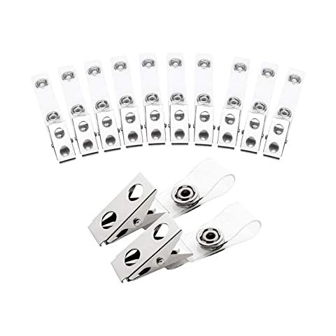 Fushing Metal Badge Clips with Clear PVC Straps for ID Cards and Badge Holders (150) Cover