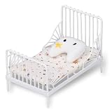 1/12 Dollhouse Metal Bed, Star Pattern Pillow Miniature Furniture for Collectors Model Builders and Hobbyists
