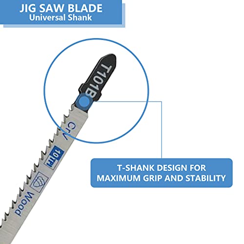 Aikensai 30 X T101B 4 Inch 10Tpi Jigsaw Blades T Shank For Wood Jig Saw Blade Set Jig Saw Blades For Wood Compatible With Power Jig Saws Ryobi Milwaukee Makita Bosch Dewalt Etc #TOP1