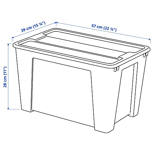 Boîte avec couvercle SAMLA 45 l transparente pour optimiser le rangement