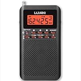 NOAA Weather AM FM Portable Radio Operated by 2 AA Batteries with Stereo Earphone,Digital Alarm Clock Sleep Timer,Best Reception,Built in Speaker Best Sound Quality,Luminous Button Design(Black)