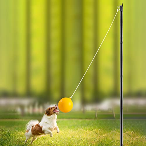Tetherball Set with Base, Heavy Duty Tetherball Ball and Rope Set Outdoor Sports Equipment, 9.4FT Tether Ball Set for Kids, Dogs, Backyard