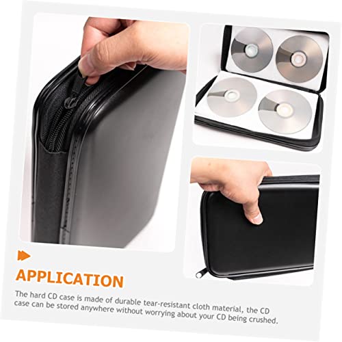 Showeroro 80 Purse Square Purse Colorful Purse Disc Storage Pouch Disc Carrying Case 80 Capacity Holder Black Cd Bag Fabric Cd Pocketbooks Wallet Storage Organizer Media Case #TOP7