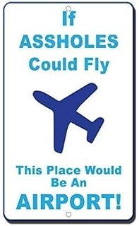 Warning If Assholes Could Fly This Place Would Be an Airport Novelty Funny Sign - 8"x12" Business Aluminum Metal Tin