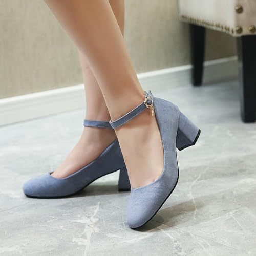 Women Classic Buckle Mid Chunky Heeled Mary Jane Shoes4