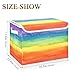 Large Collapsible Storage Bins with Lids, Colorful Stripe Rainbow Storage Baskets Organizer Containers with Handles for Clothes