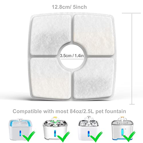 Samanija 8-Pack Cat Water Fountain Filter Replacement Filters, Compatible With Veken 84Oz/2.5L Pet Fountain Cat Water Fountain Dog Water Dispenser #TOP2